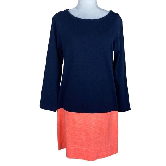 J.Crew Maritime Colorblock Shift Dress in Navy Blue n Bright Melon Women's Sz Sm - Picture 2 of 12